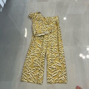 Chic Mustard Patterned Women's Jumpsuit